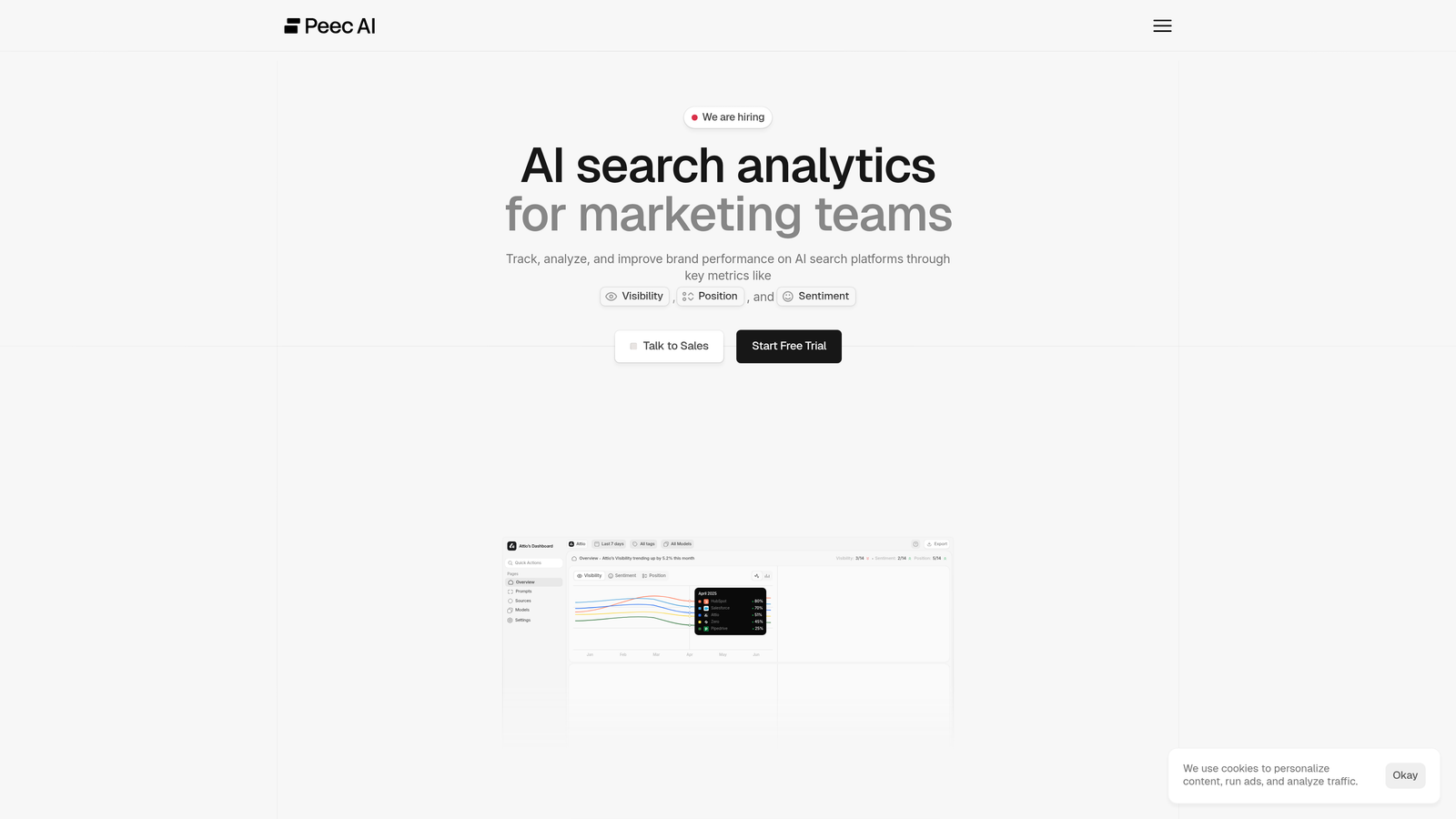 Screenshot of Peec AI website