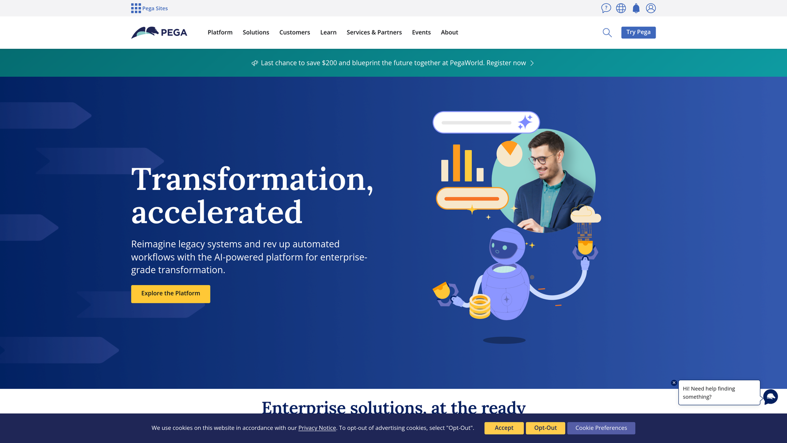 Screenshot of Pega Platform website