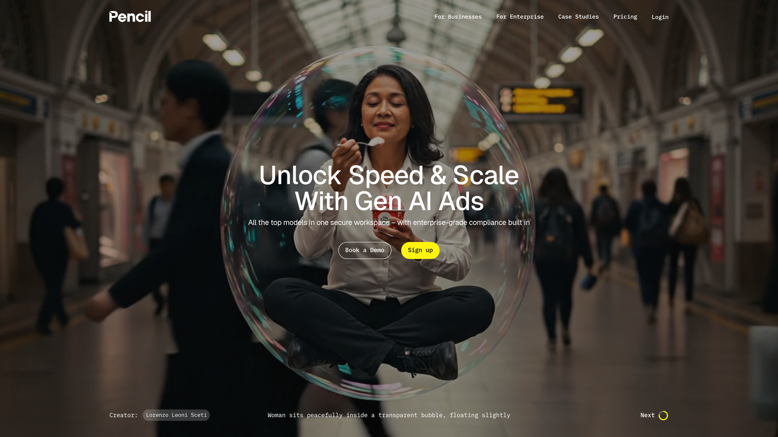 Screenshot of Pencil website homepage