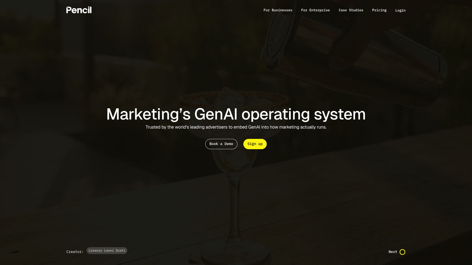 Screenshot of Pencil website