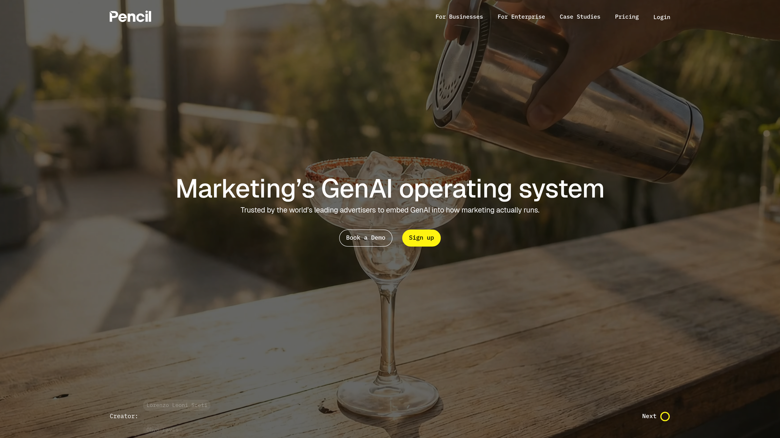 Screenshot of Pencil website