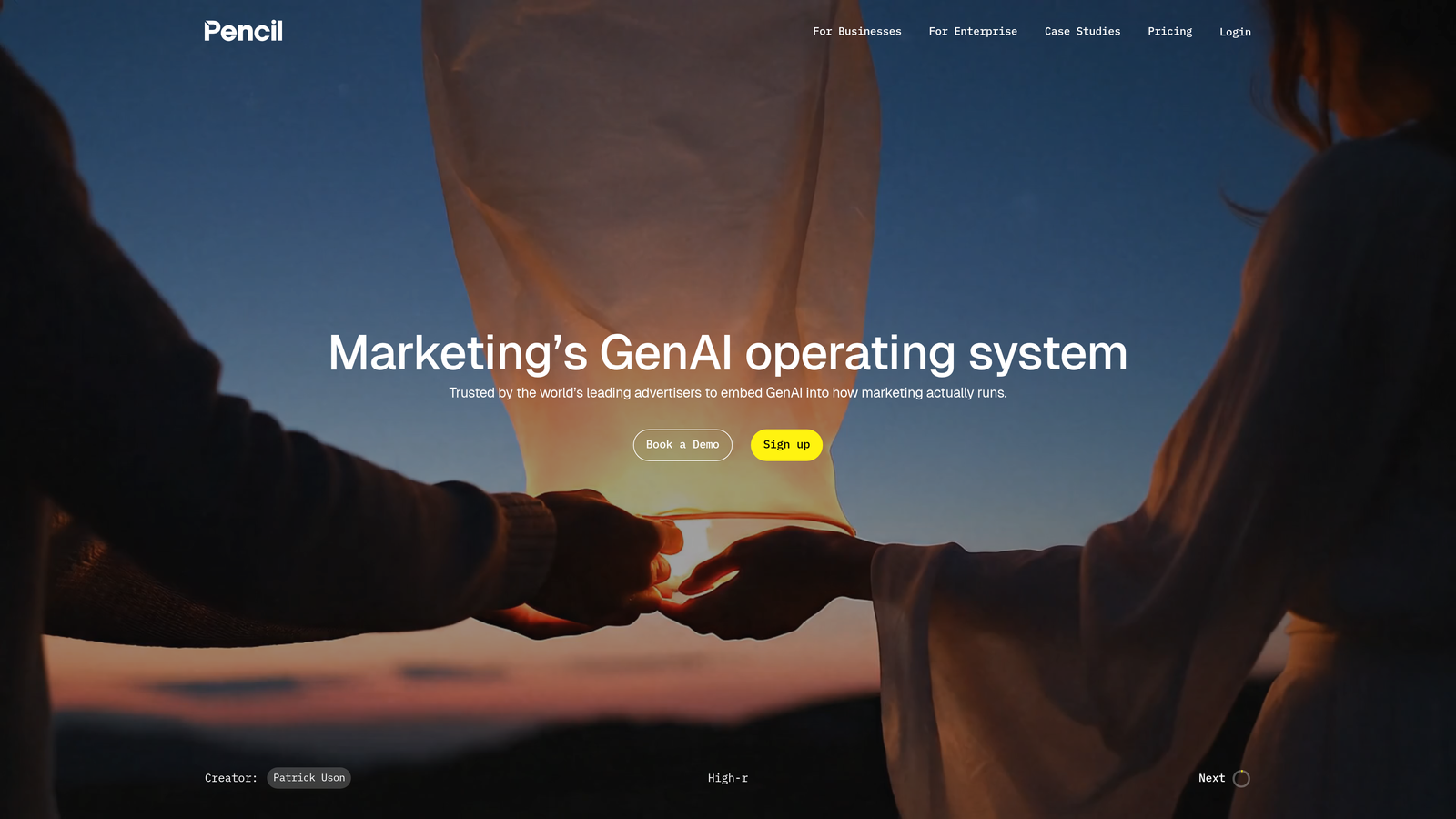 Screenshot of Pencil website