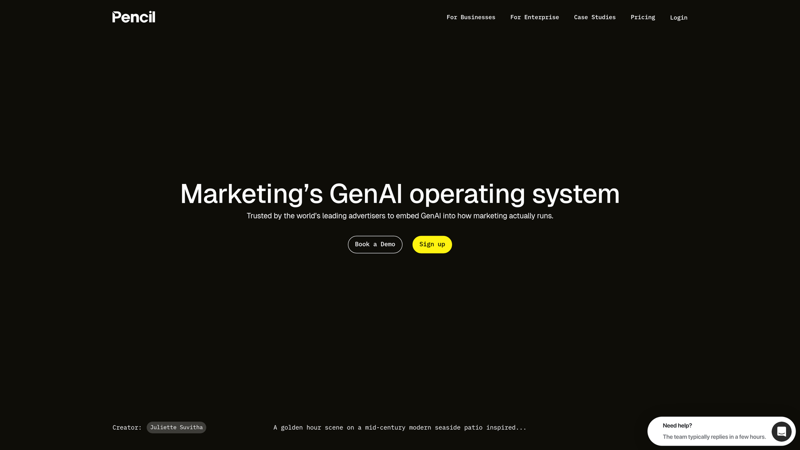 Screenshot of Pencil website