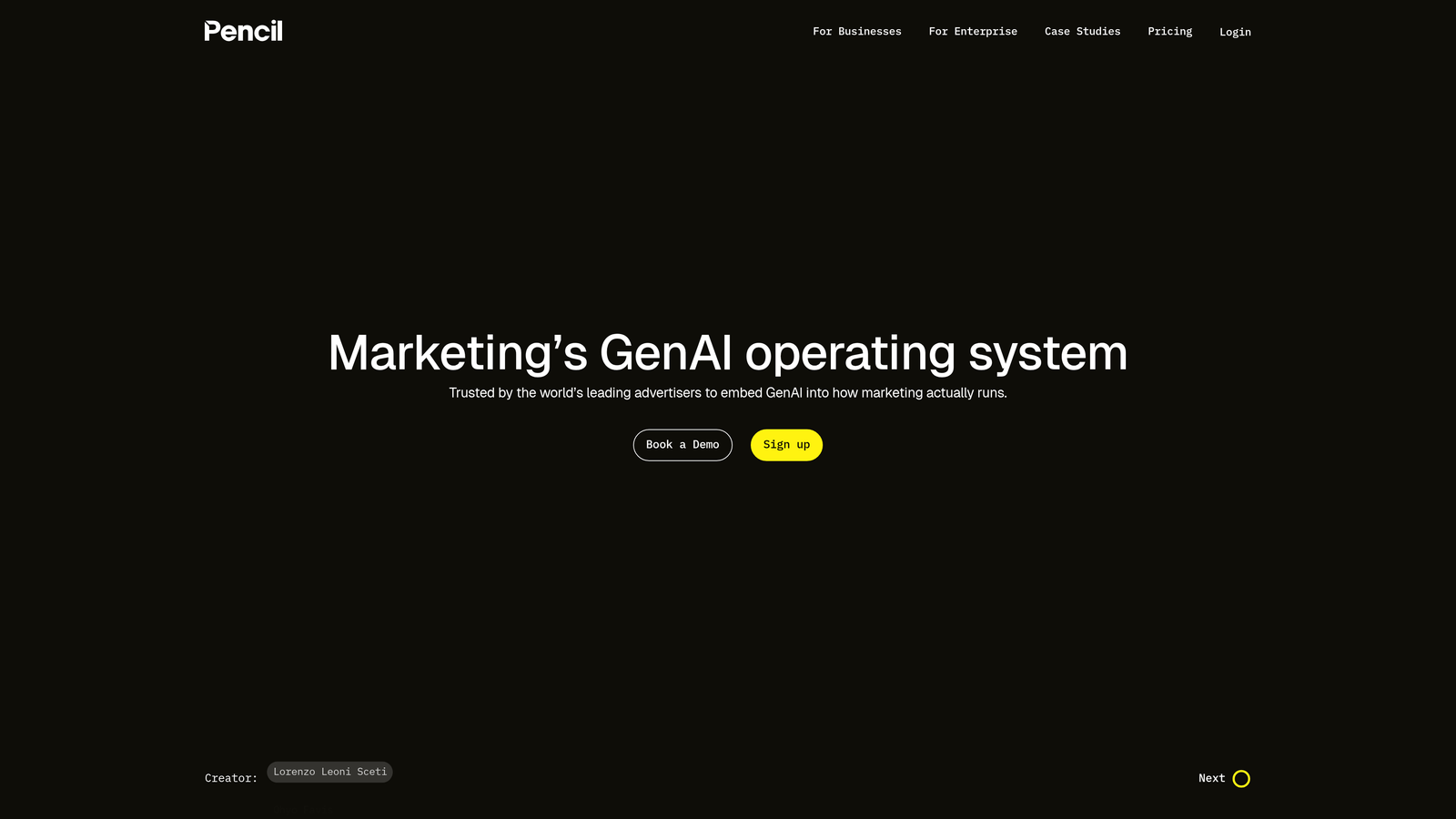 Screenshot of Pencil website