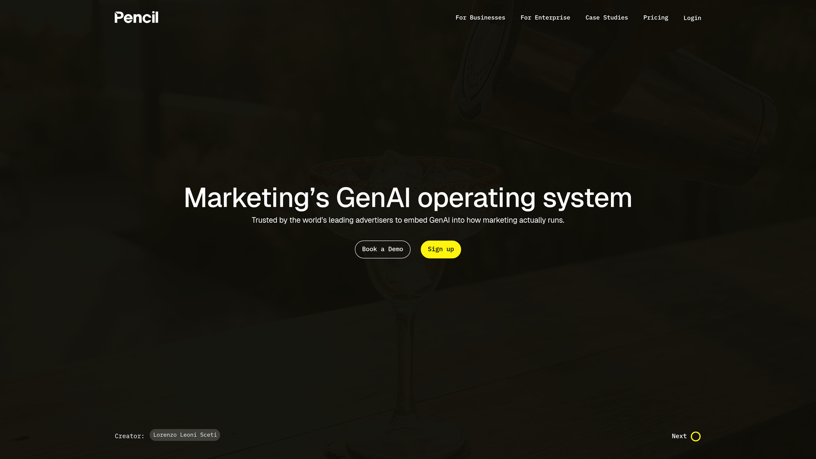 Screenshot of Pencil website