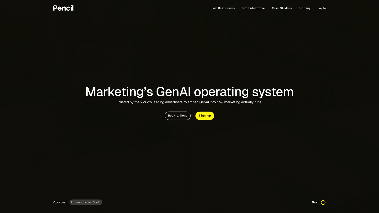 Screenshot of Pencil website