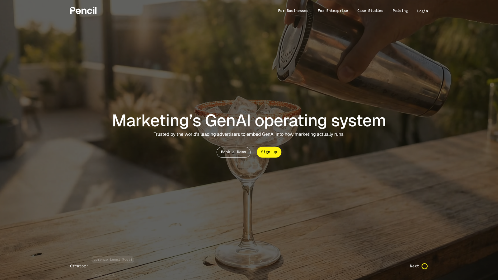 Screenshot of Pencil website