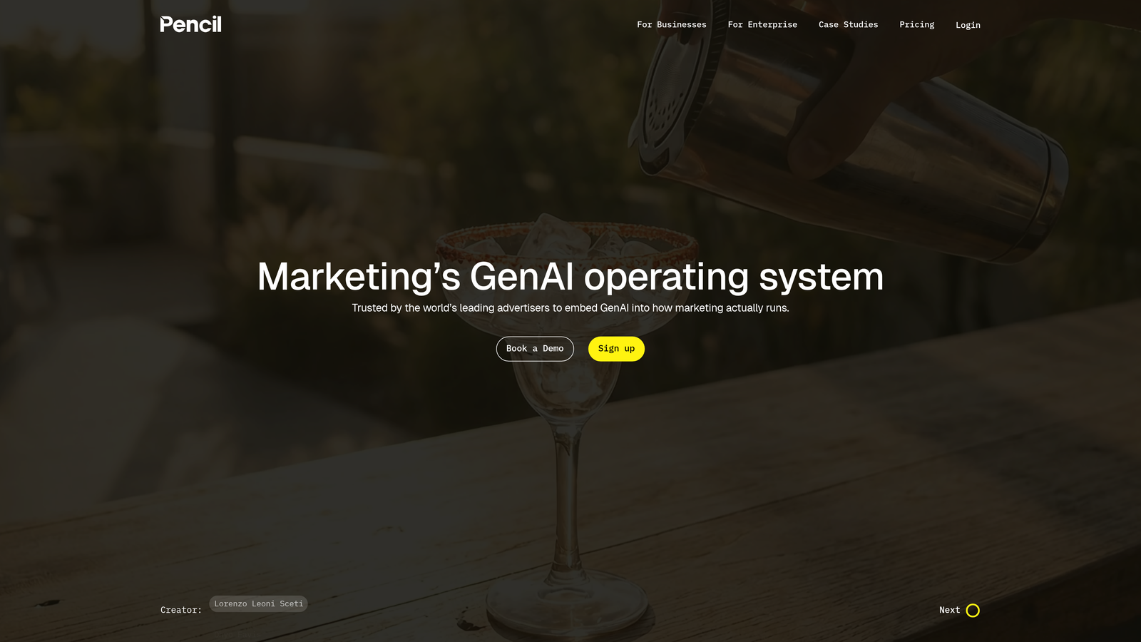 Screenshot of Pencil website