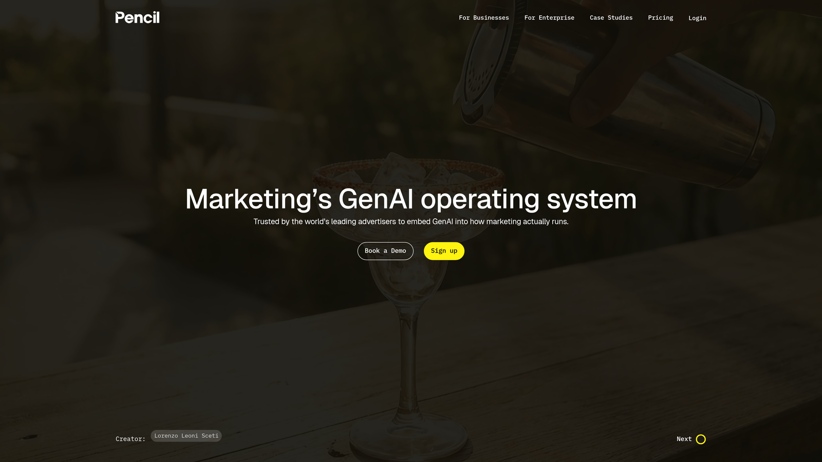 Screenshot of Pencil website