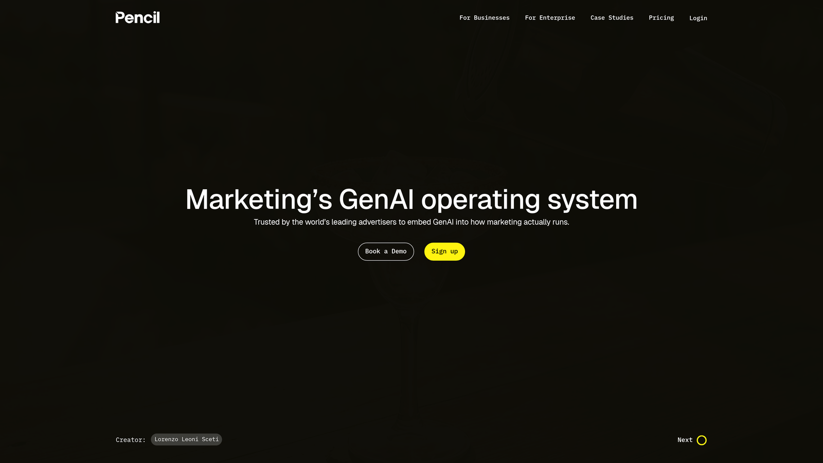 Screenshot of Pencil website