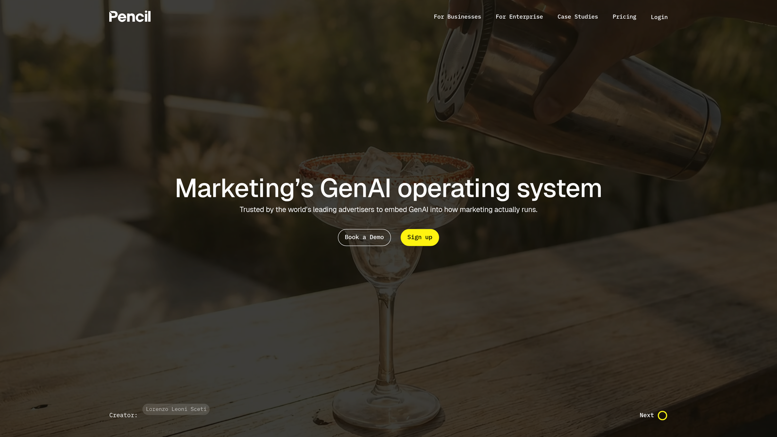 Screenshot of Pencil website