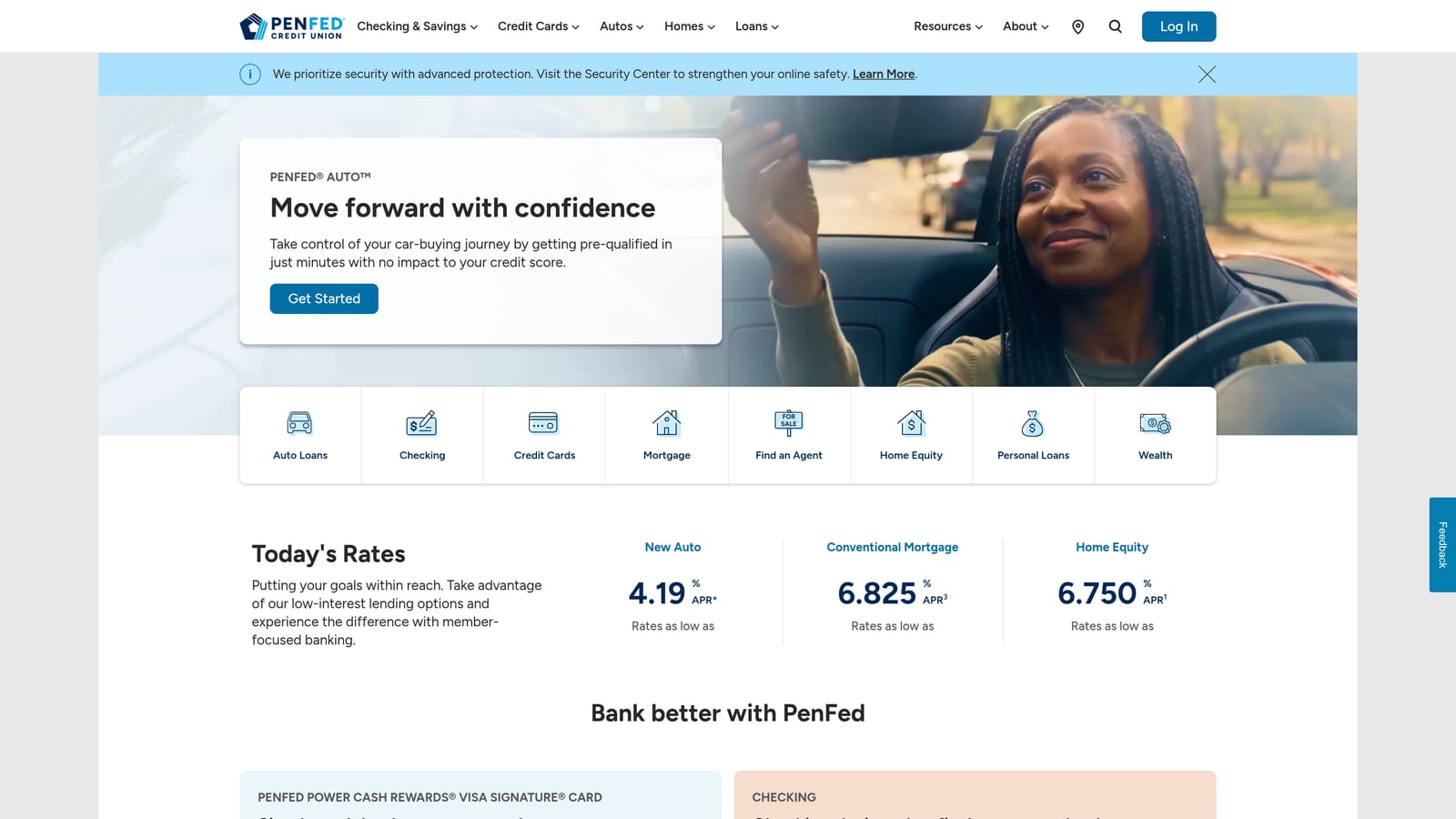 Screenshot of PenFed Credit Union website