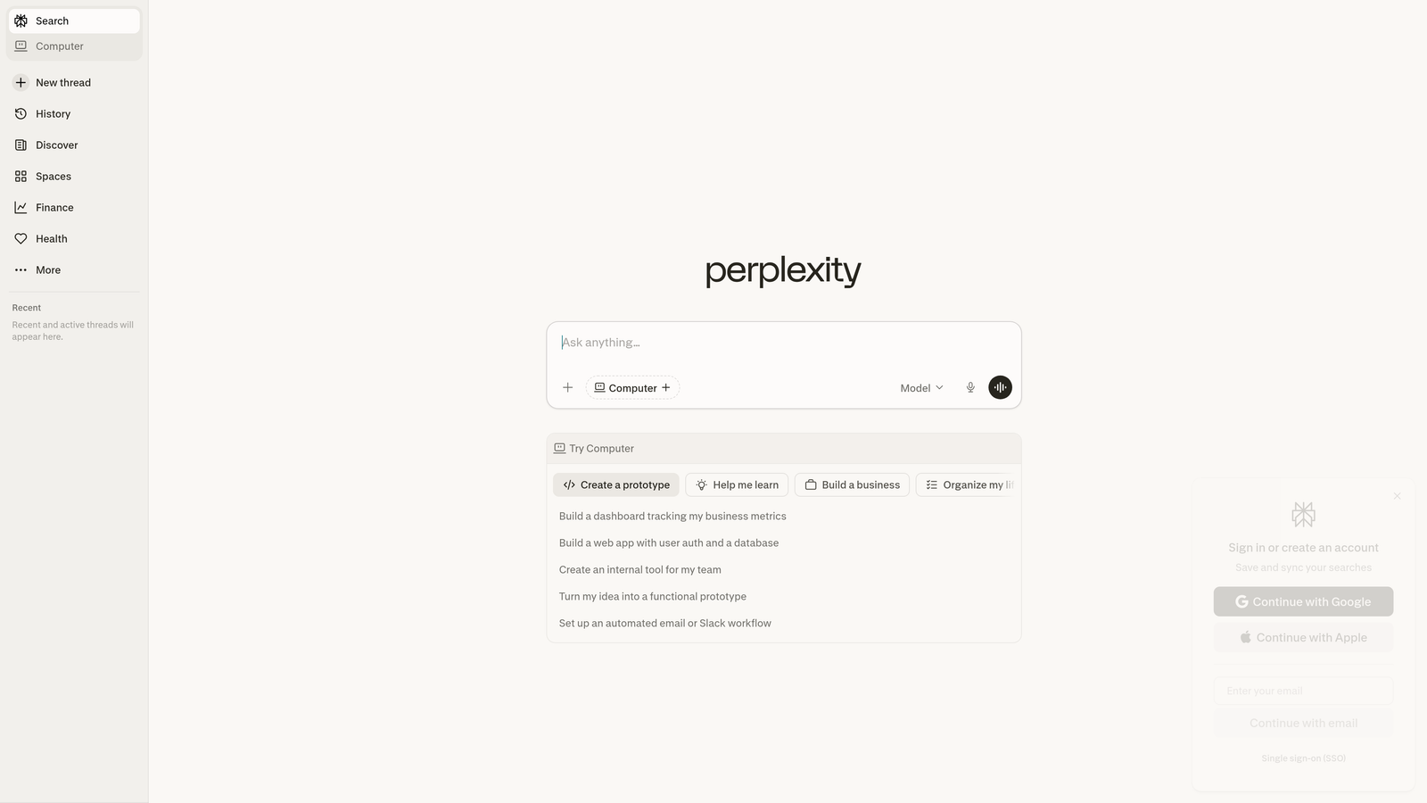 Screenshot of Perplexity Brand Analytics website