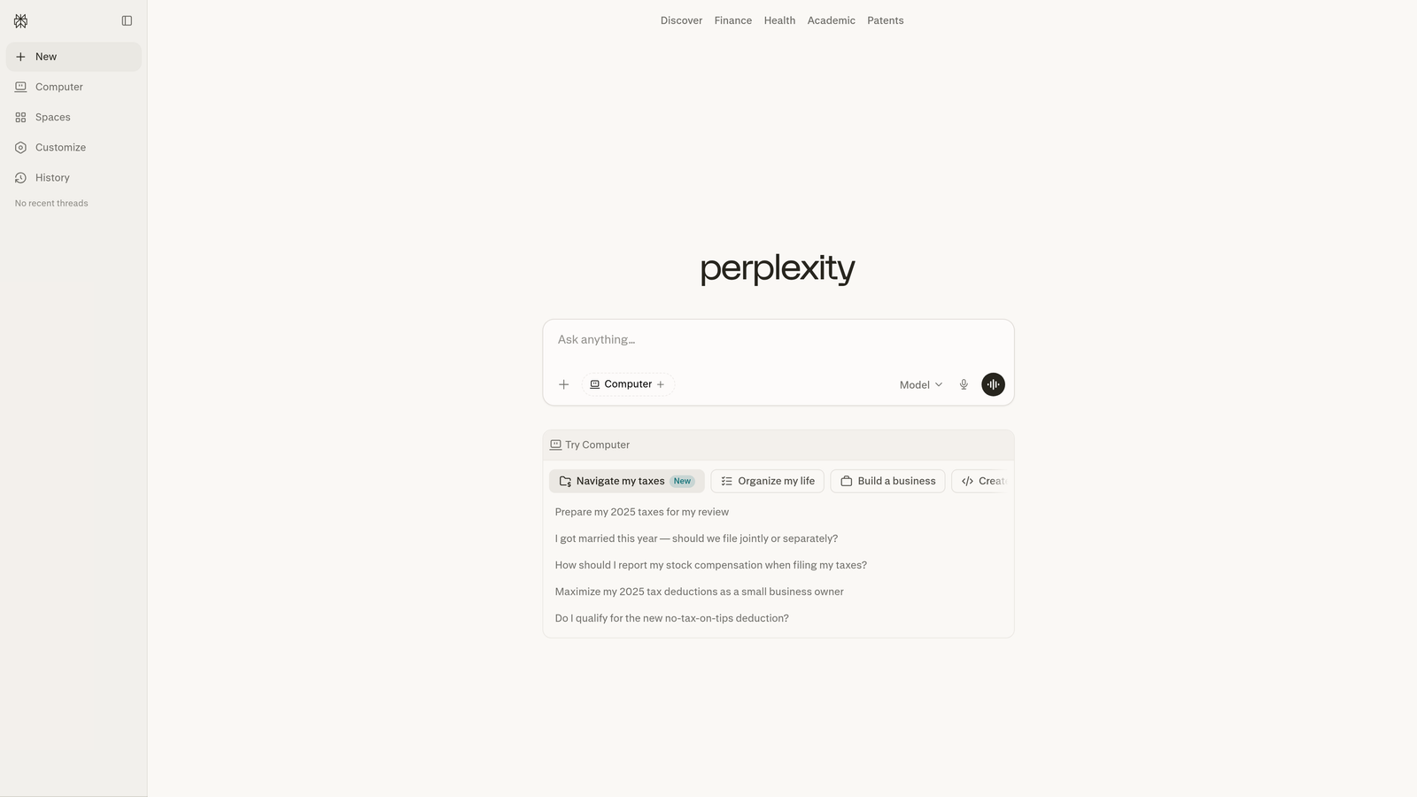 Screenshot of Perplexity Pages website