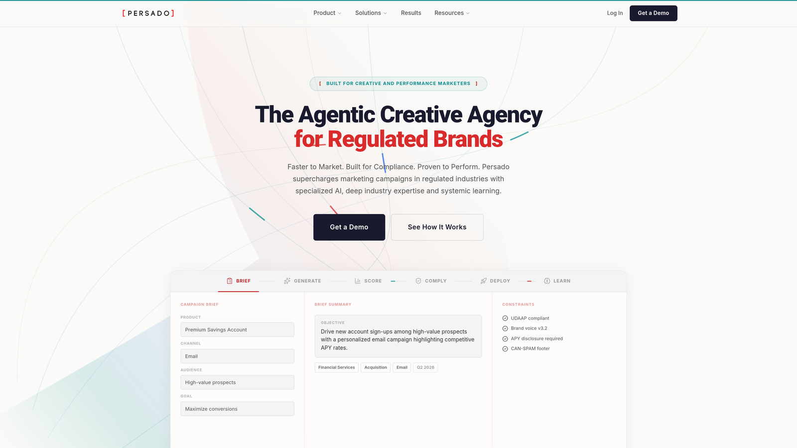 Screenshot of Persado website