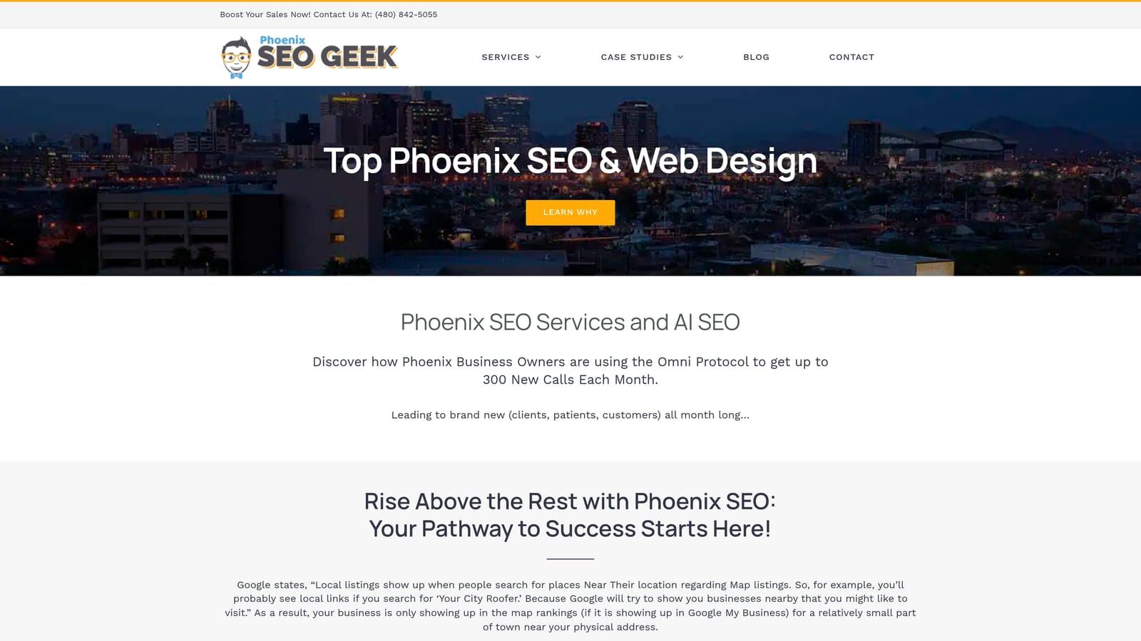 Screenshot of Phoenixseogeek website