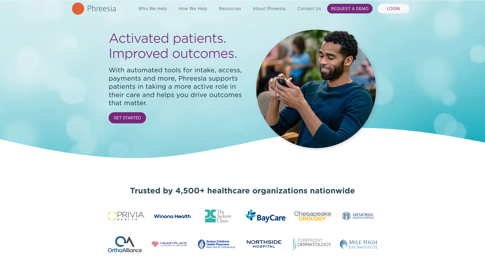 Screenshot of Phreesia website