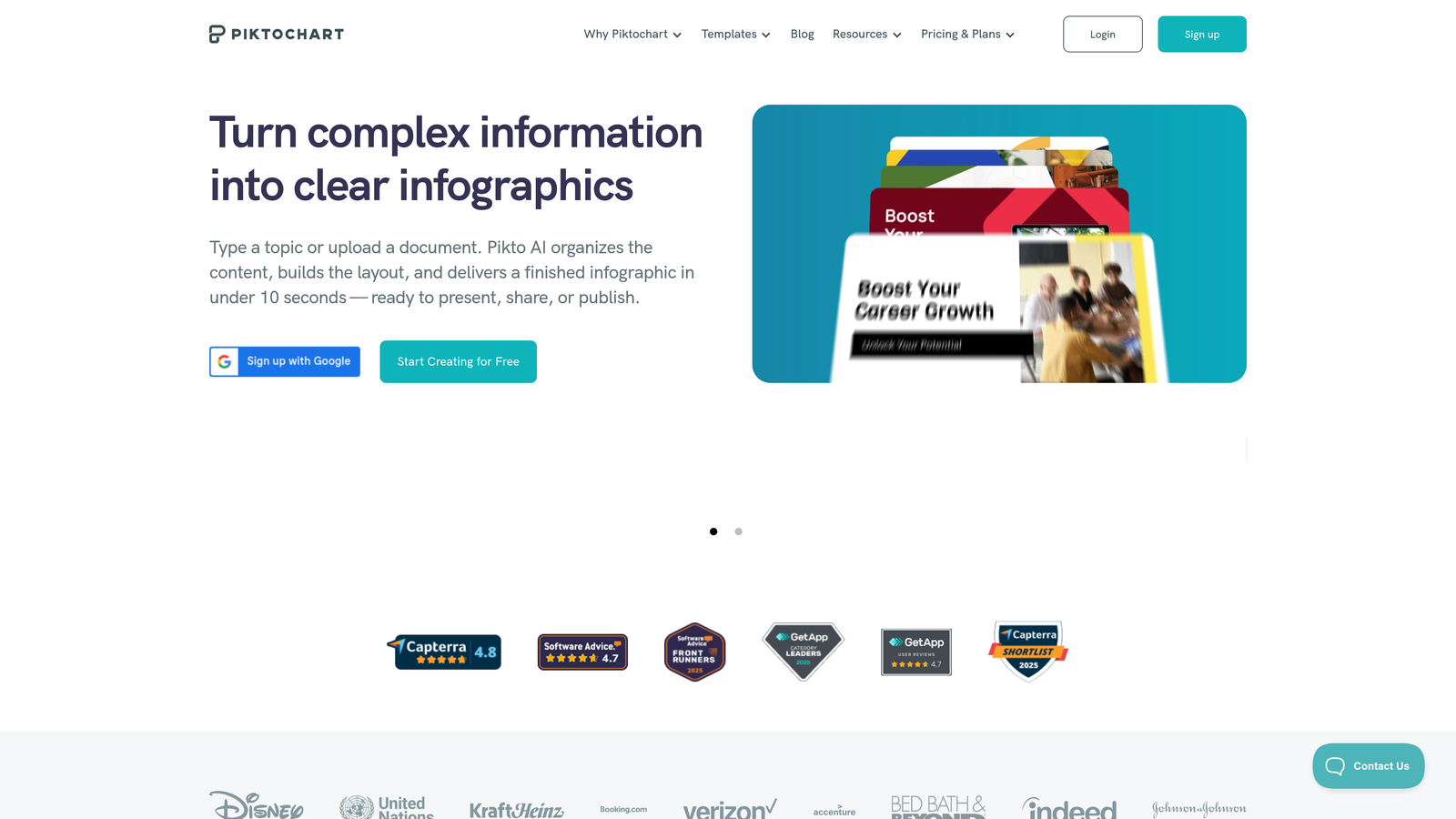 Screenshot of Piktochart AI website