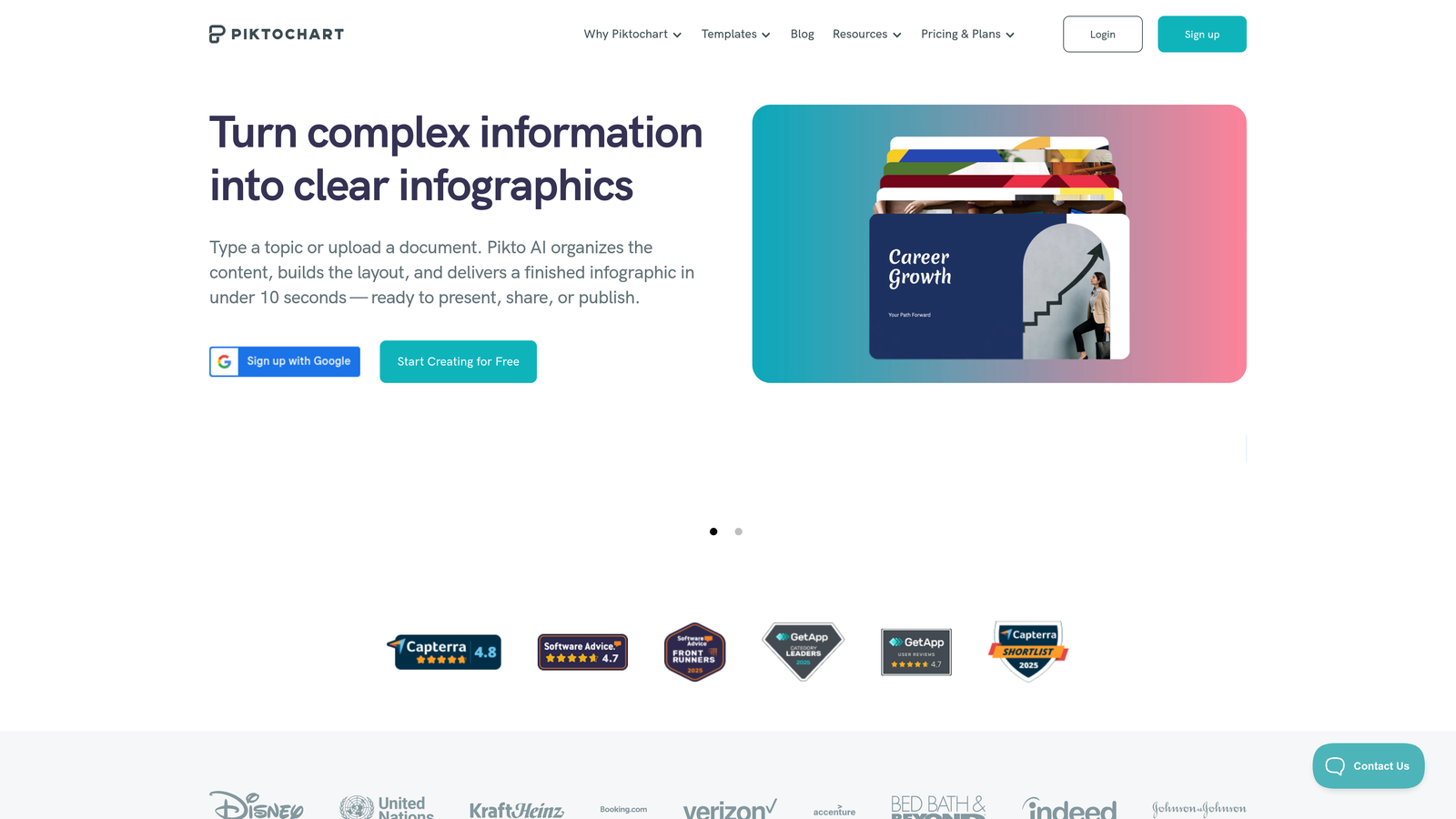 Screenshot of Piktochart AI website