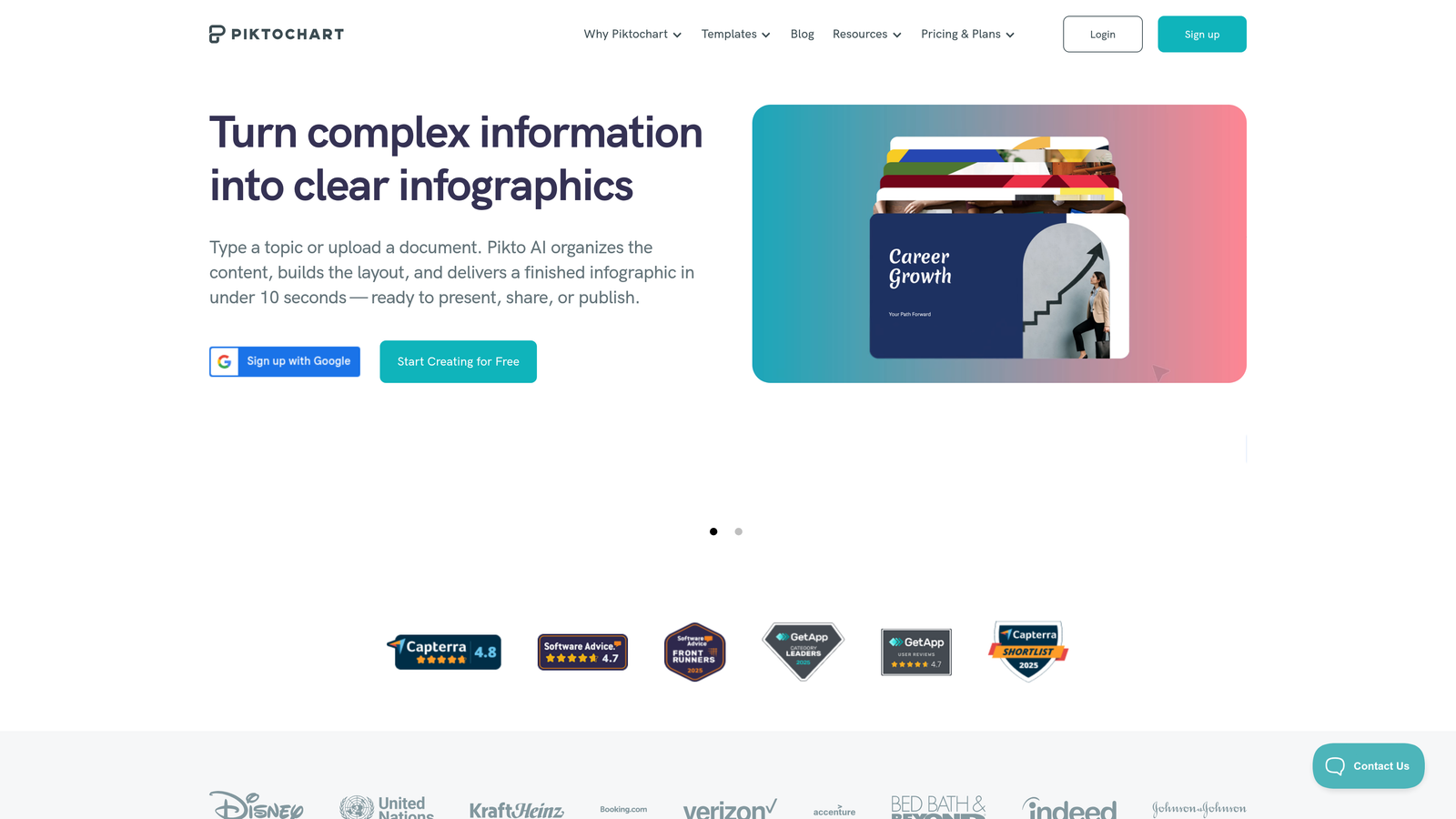 Screenshot of Piktochart website