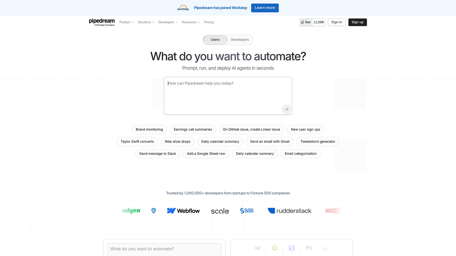 Screenshot of Pipedream website