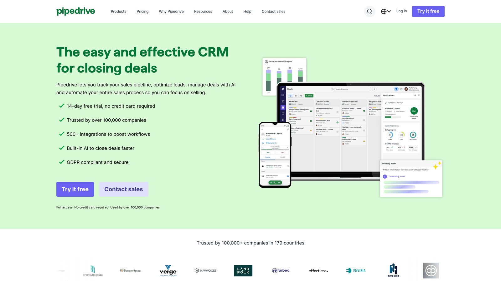 Screenshot of Pipedrive LeadBooster website