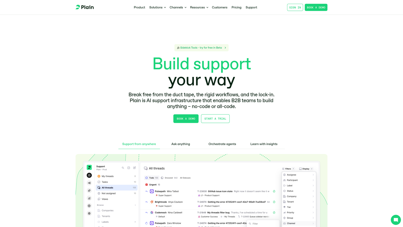 Screenshot of Plain website