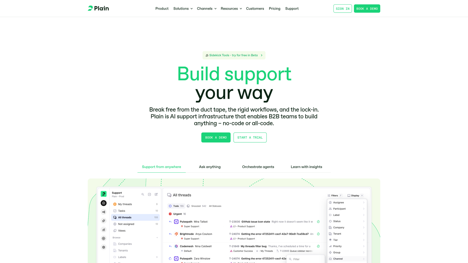 Screenshot of Plain website