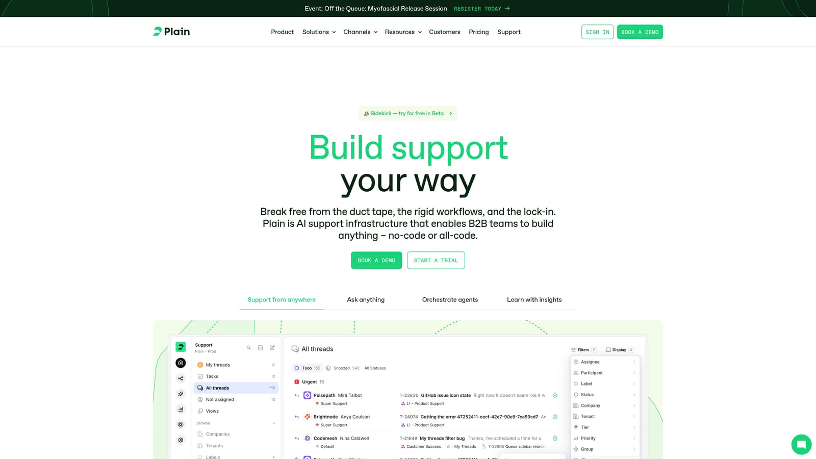 Screenshot of Plain website