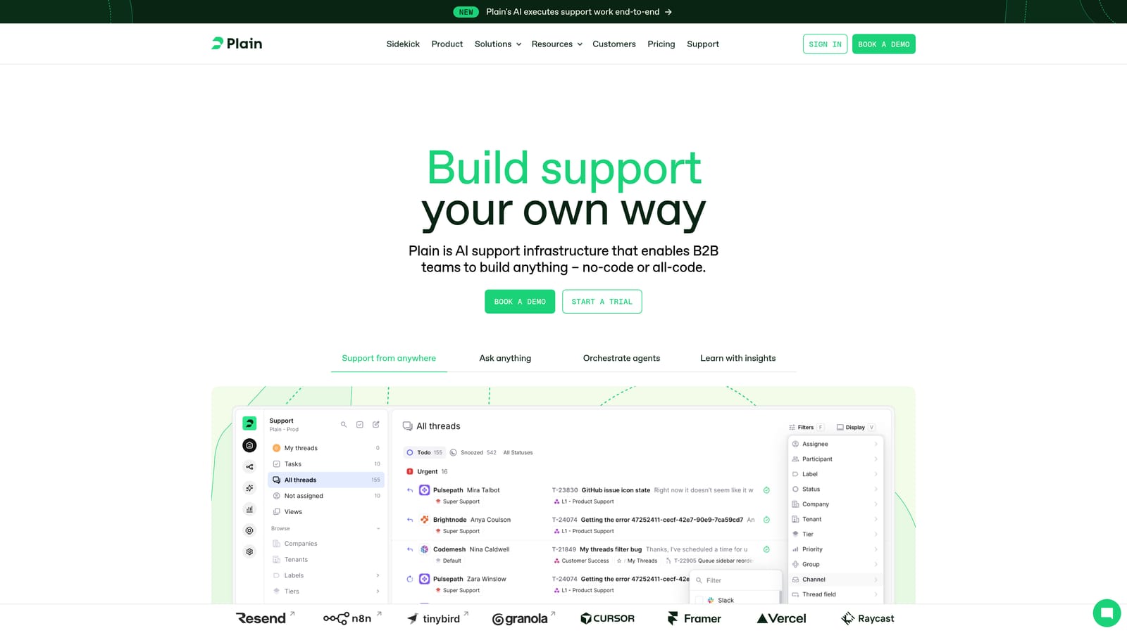 Screenshot of Plain website