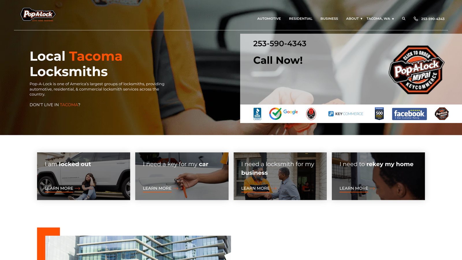 Screenshot of Pop-A-Lock website