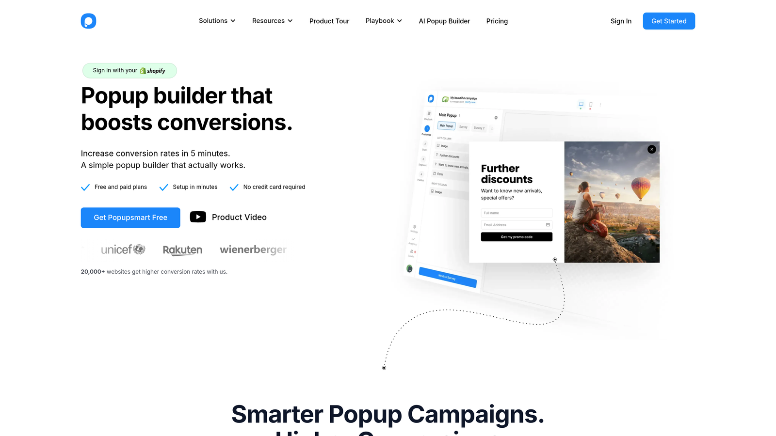 Screenshot of Popupsmart website