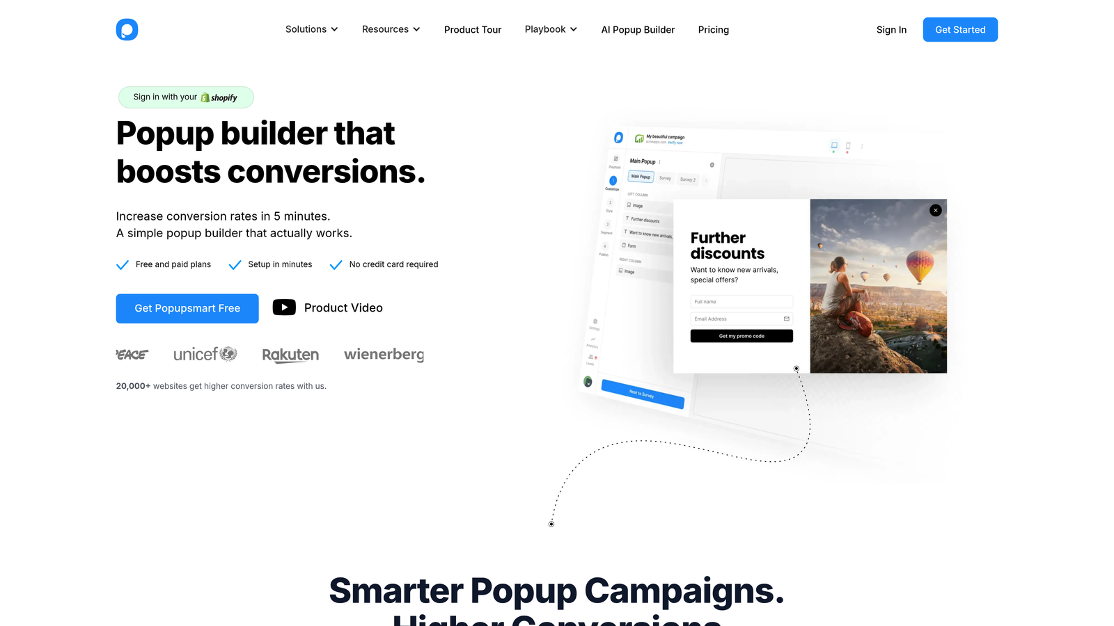 Screenshot of Popupsmart website