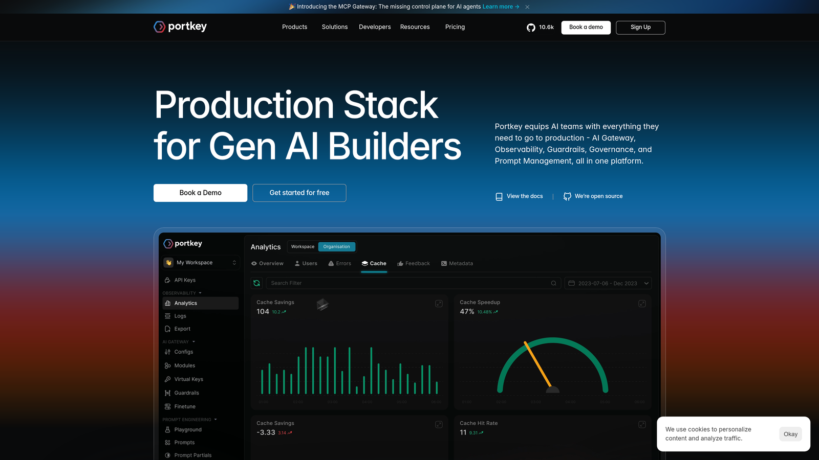 Screenshot of Portkey website
