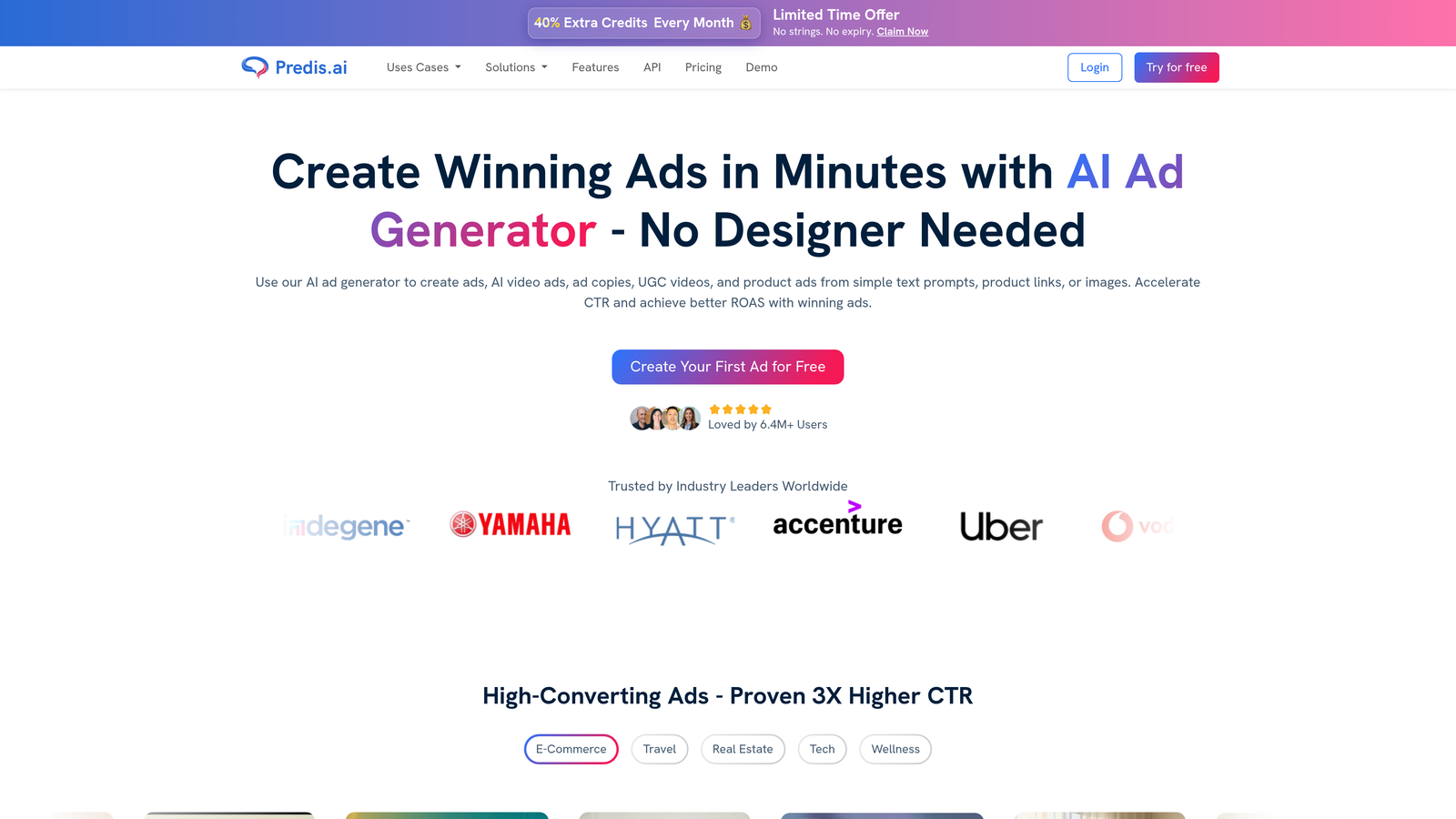Screenshot of Predis.ai website
