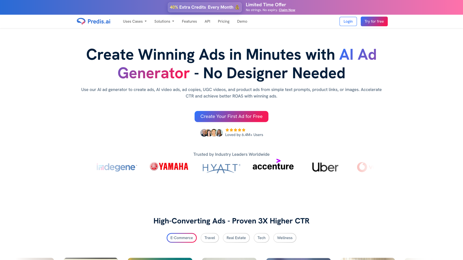 Screenshot of Predis.ai website