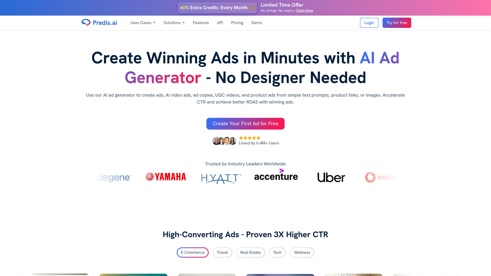 Screenshot of Predis.ai website
