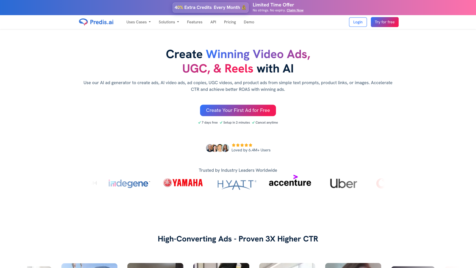 Screenshot of Predis.ai website