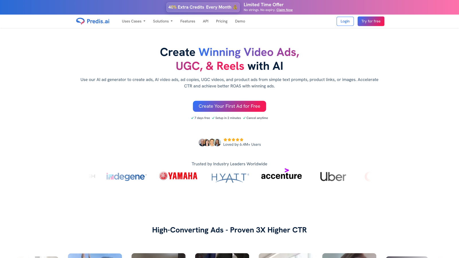 Screenshot of Predis.ai website