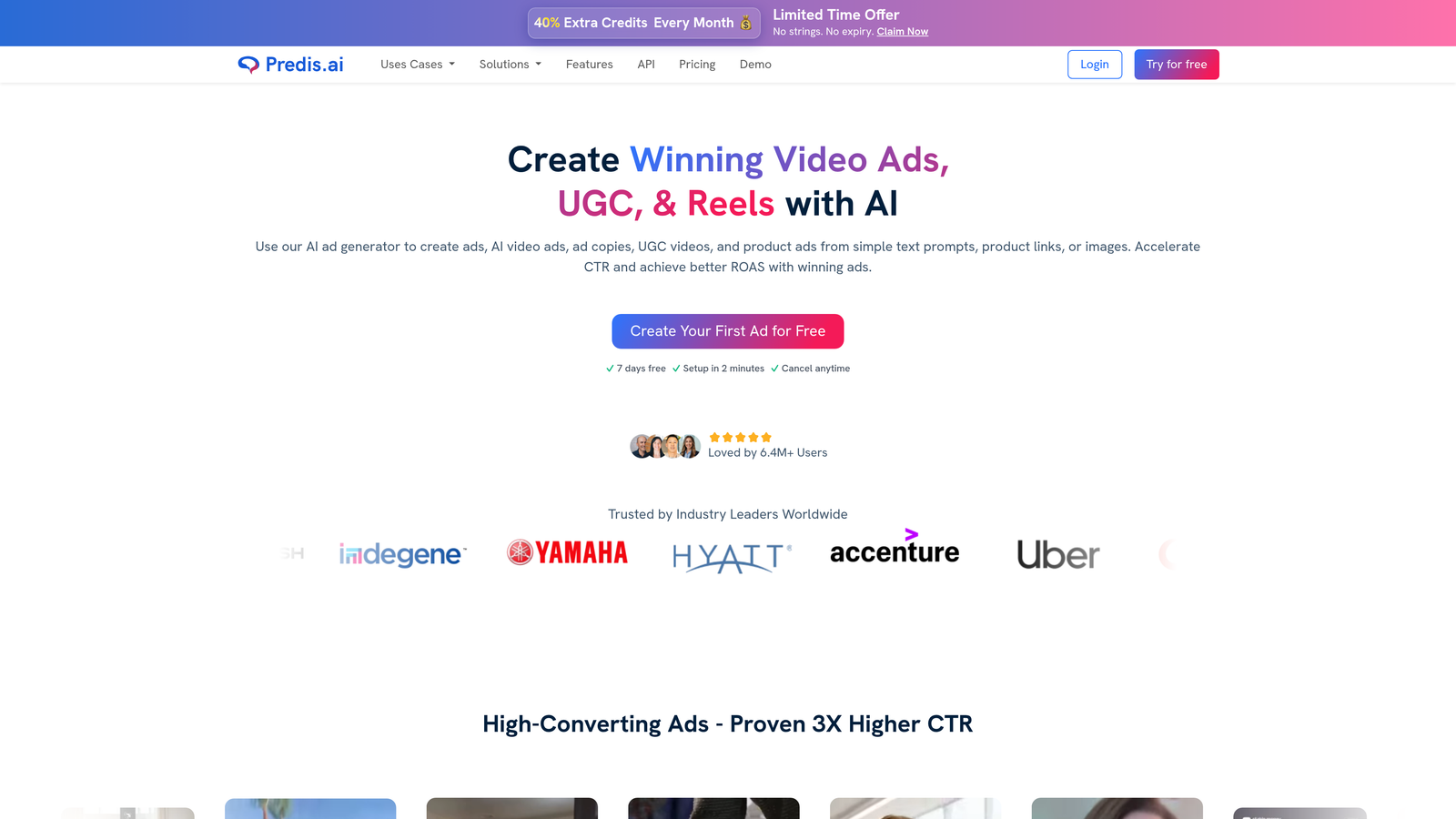 Screenshot of Predis.ai website