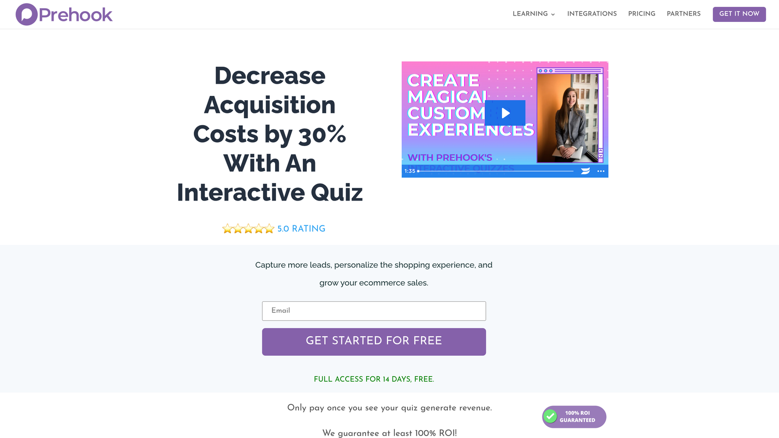 Screenshot of Prehook website