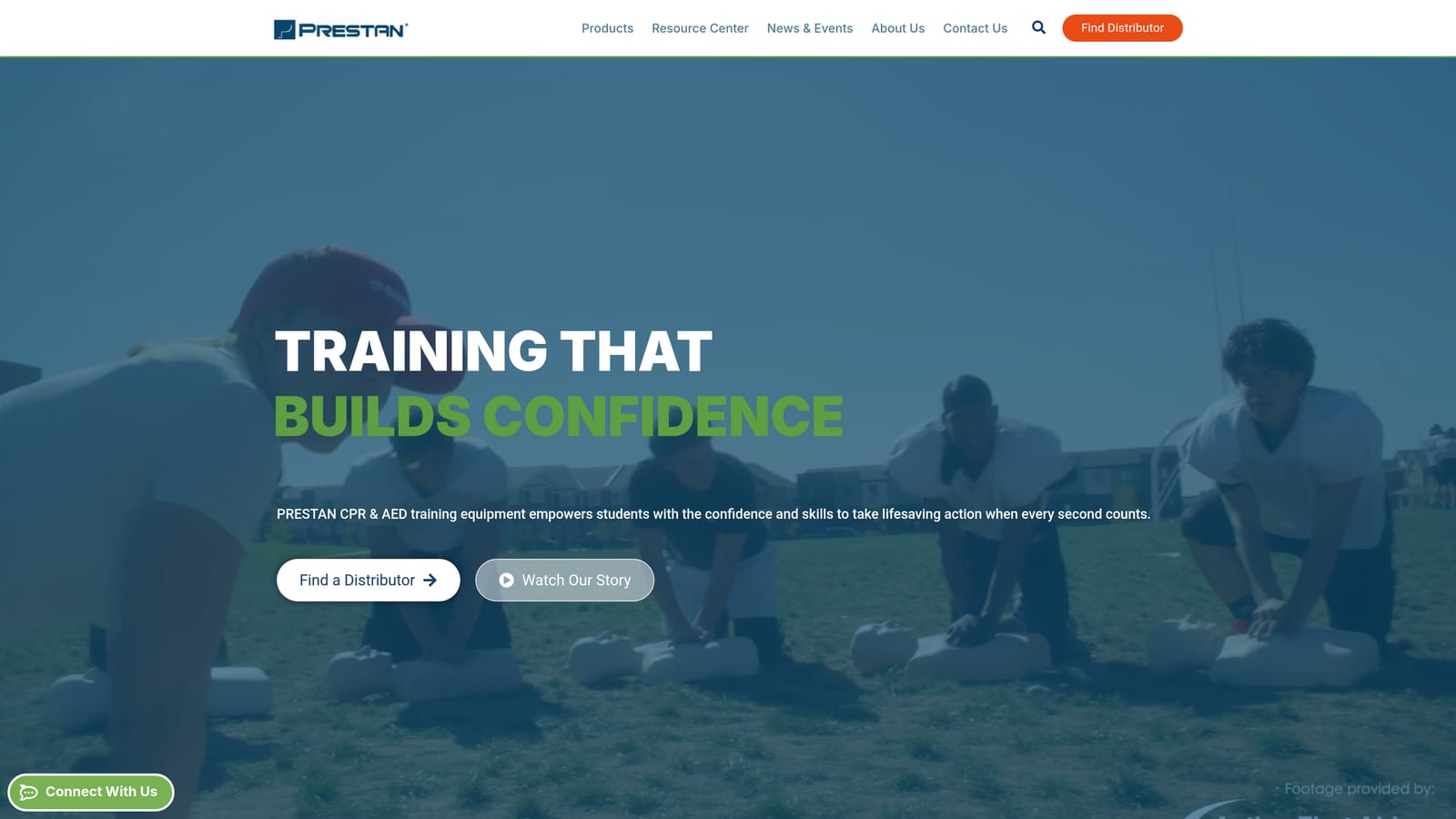 Screenshot of Prestan Infant and Child Manikin Set website