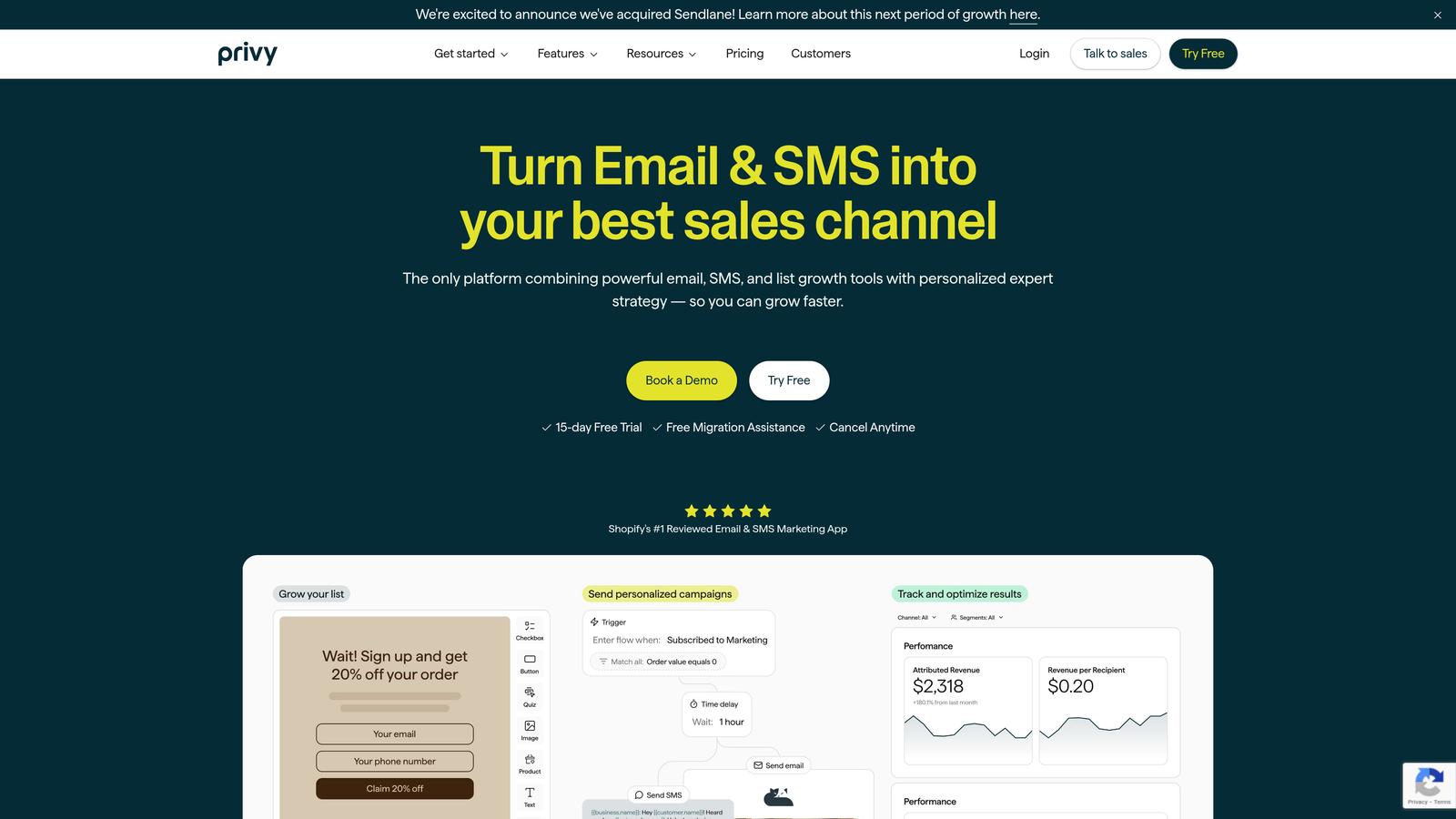 Screenshot of Privy website