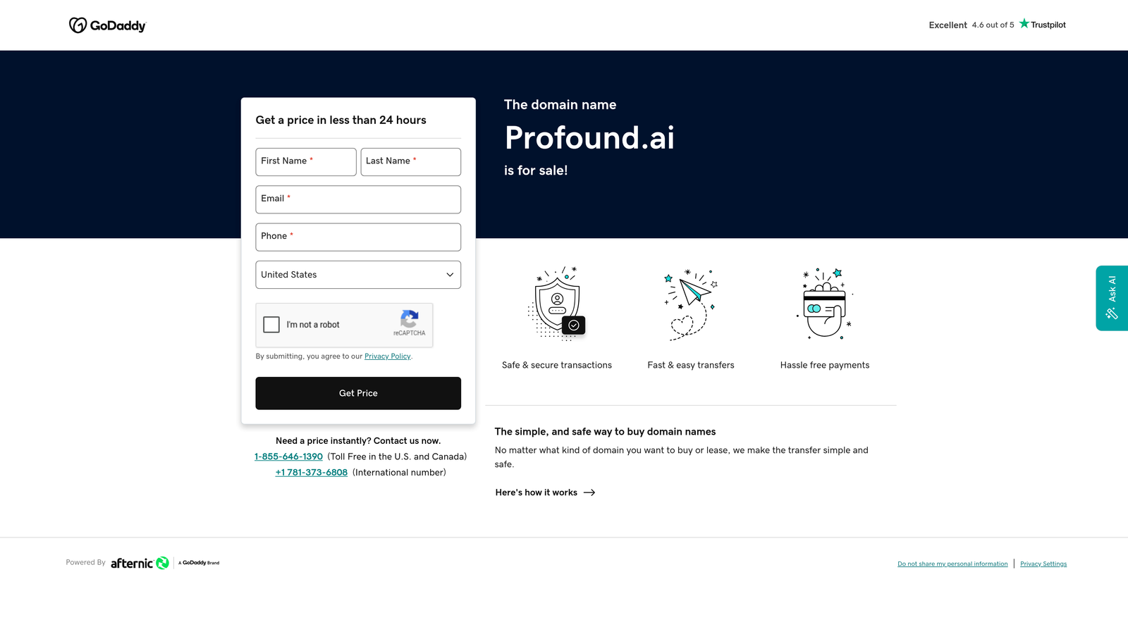 Screenshot of Profound website