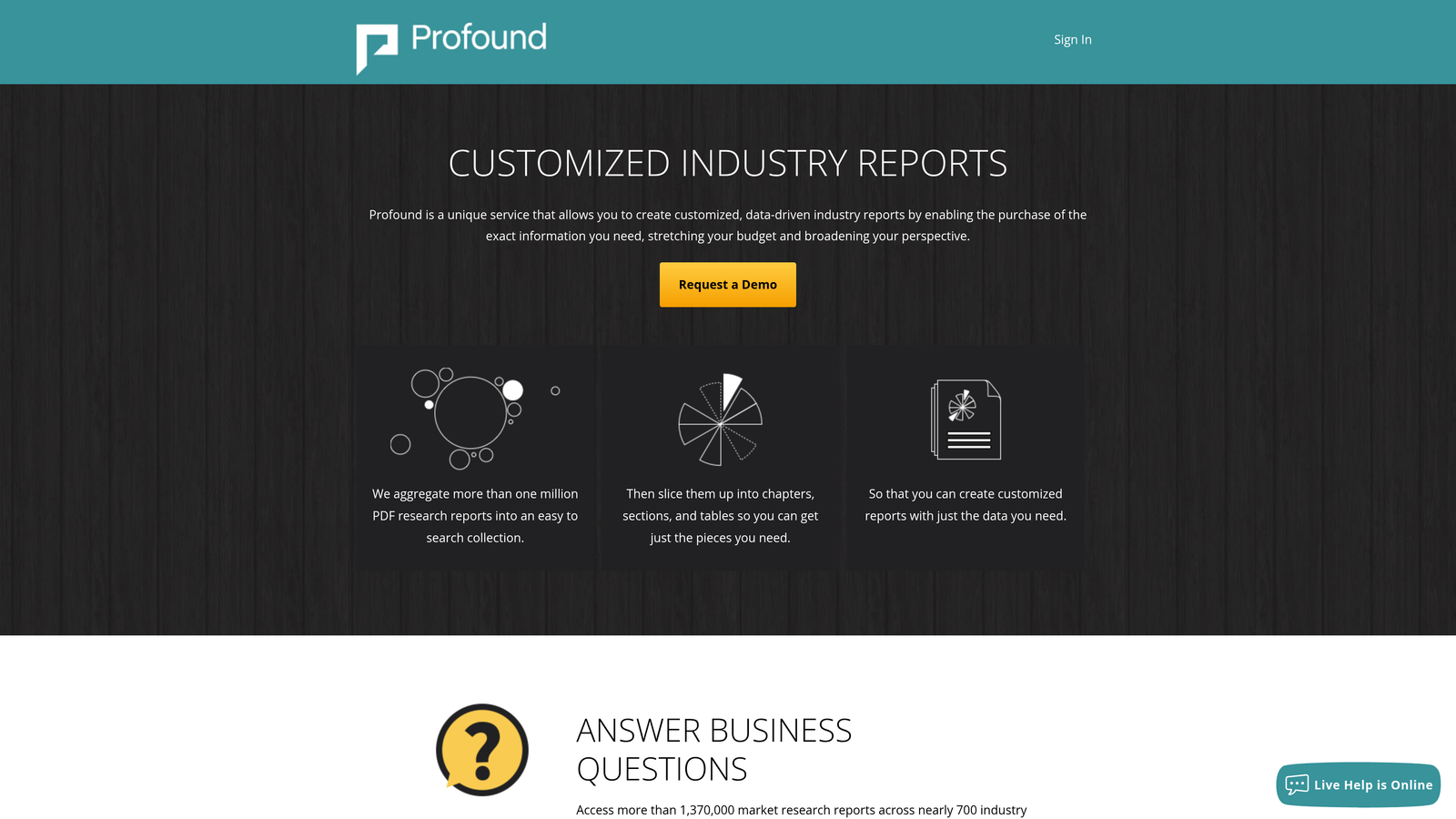 Screenshot of Profound website