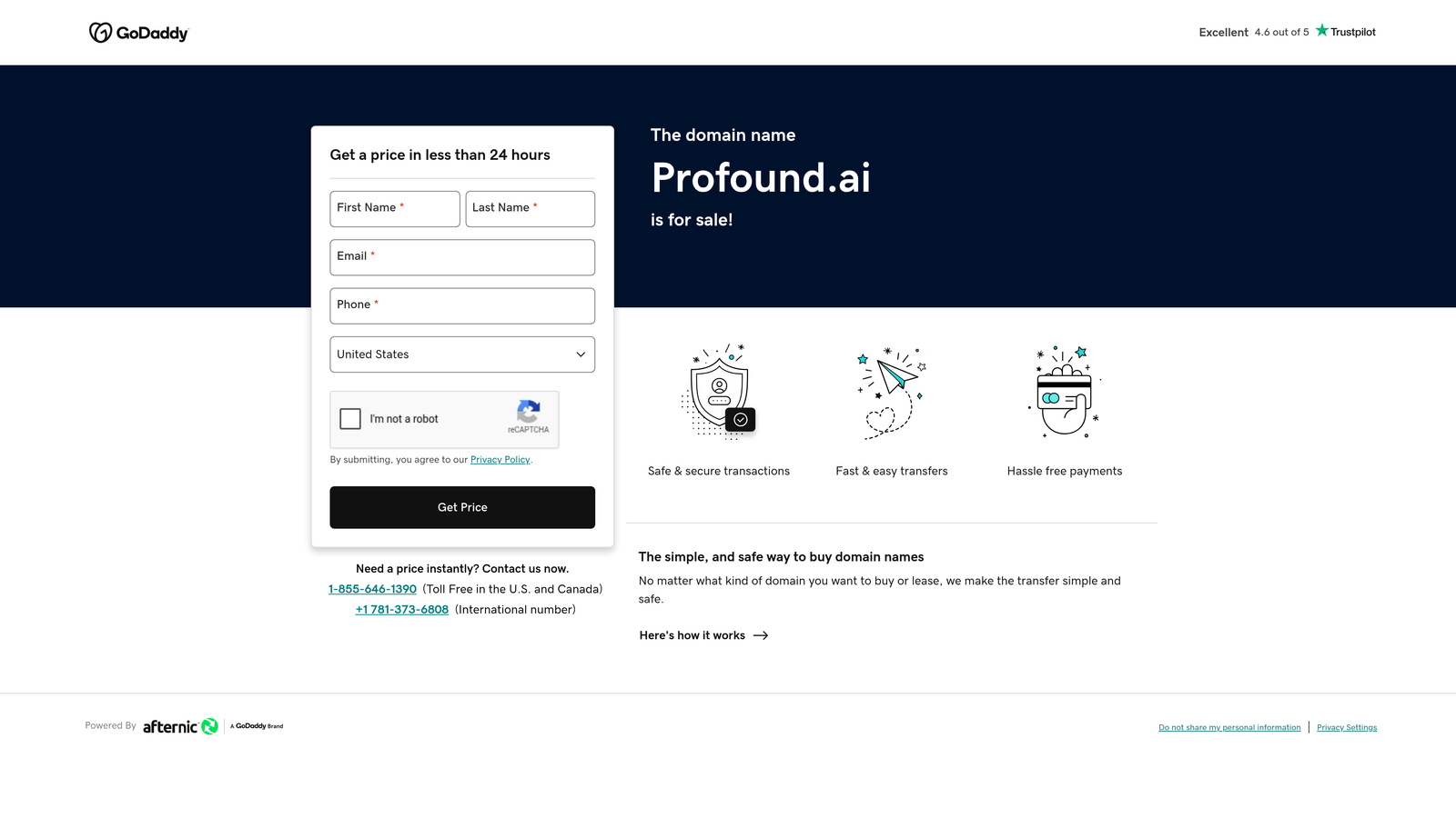 Screenshot of Profound website