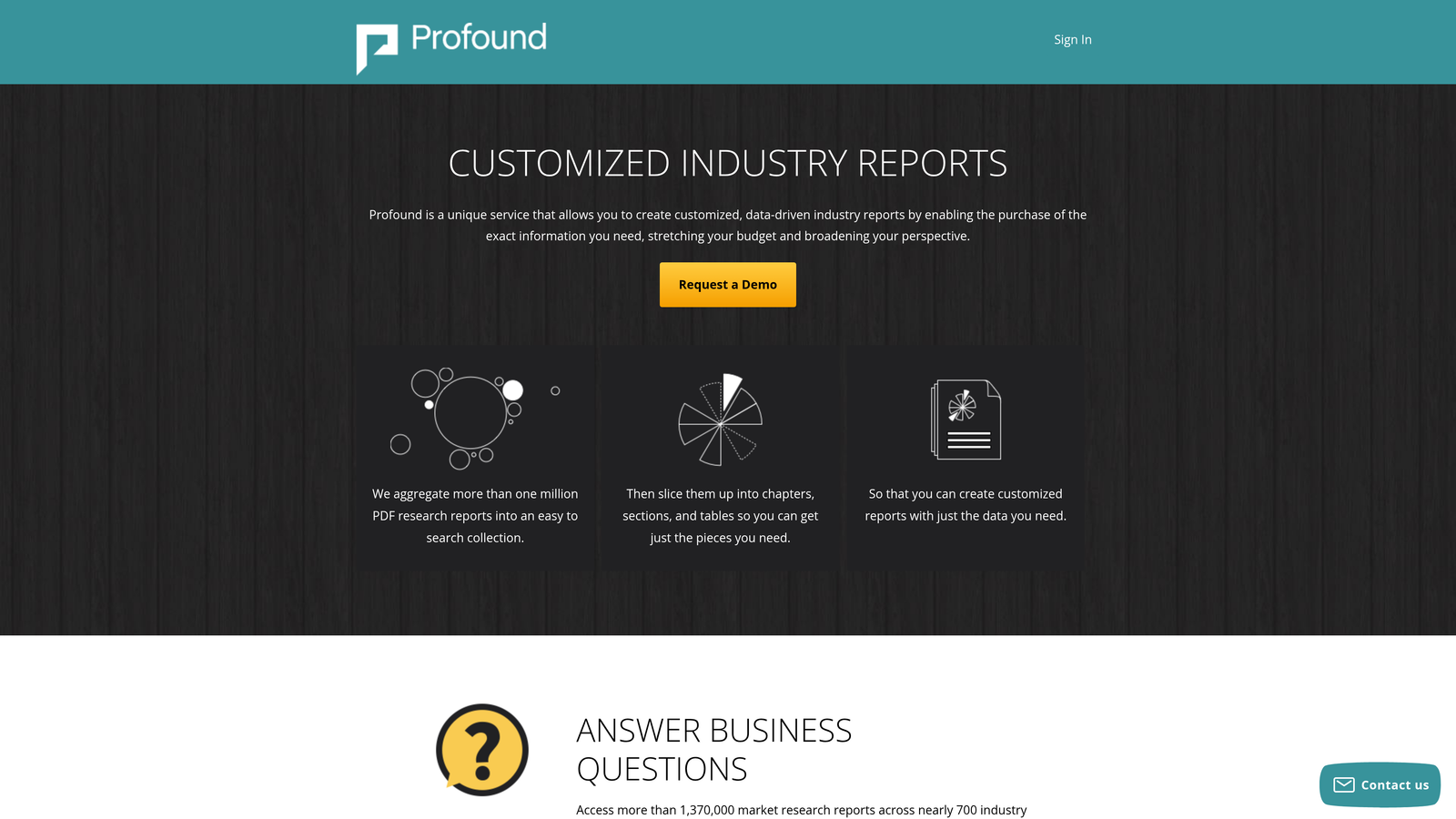 Screenshot of Profound website
