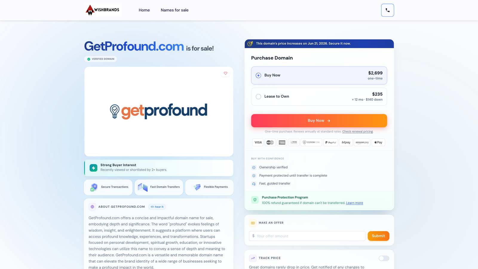 Screenshot of Profound website