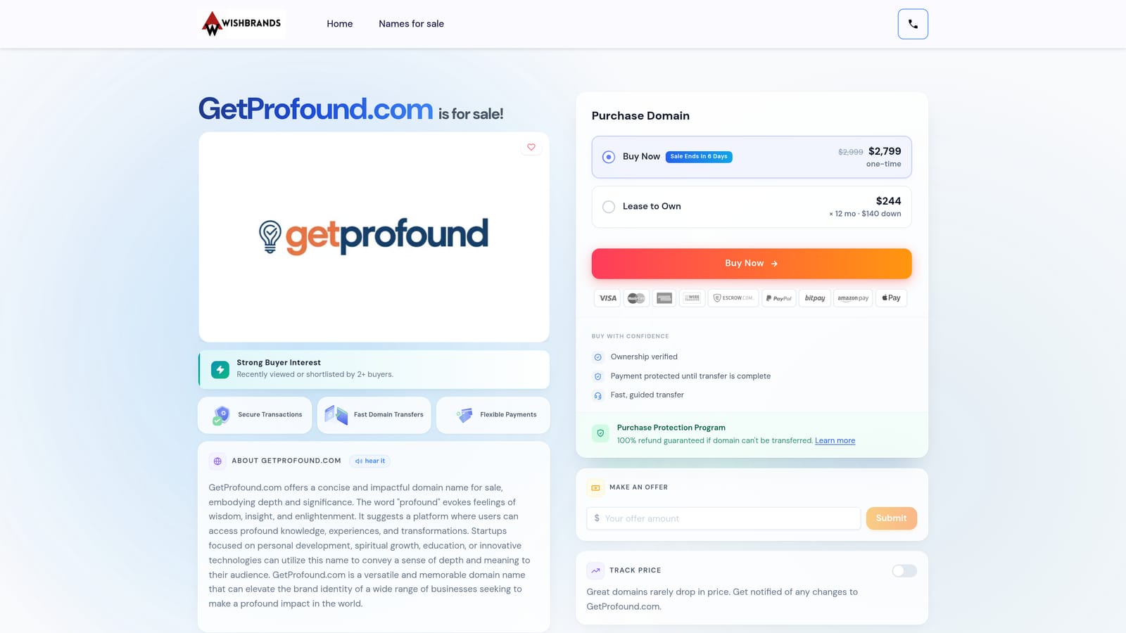 Screenshot of Profound website