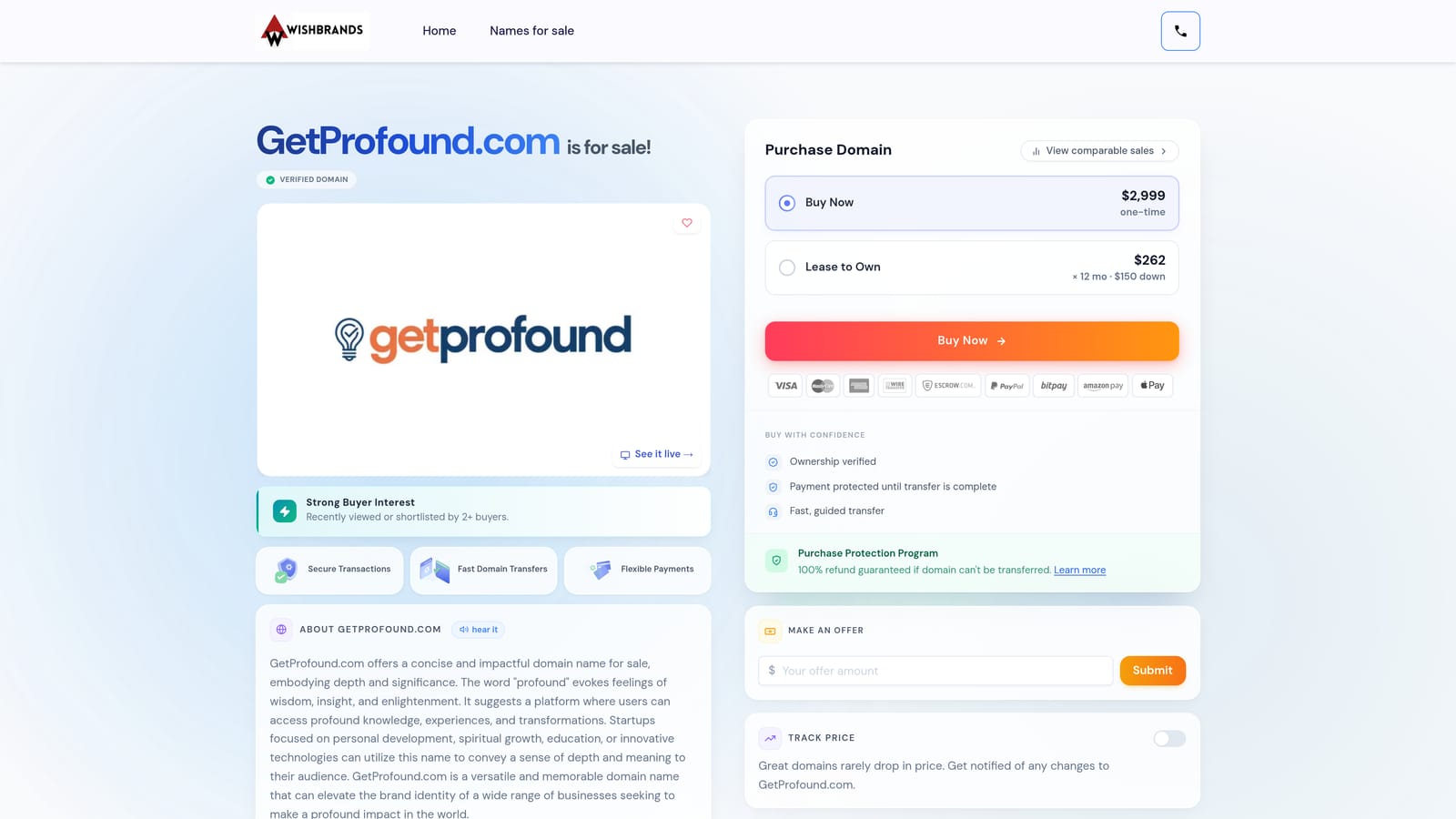 Screenshot of Profound website